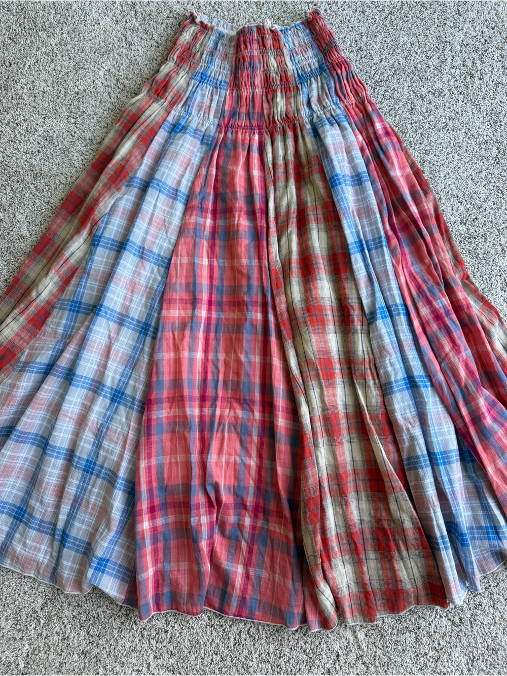 NWT Oli & Hali Plaid Maxi Skirt S Smocked Cotton Boho Prairie - Picture 3 of 11